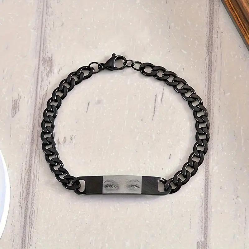 Bracciale Foto Occhio Personalizzato Inciso al Laser - Regalo Personalizzato in Acciaio Inossidabile per Coppia