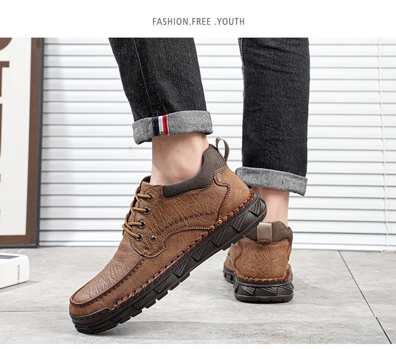 Herren Große Größe Handgenähte Leder Martin Stiefel - Lässige Herbst/Winter Kurze Arbeitsstiefel