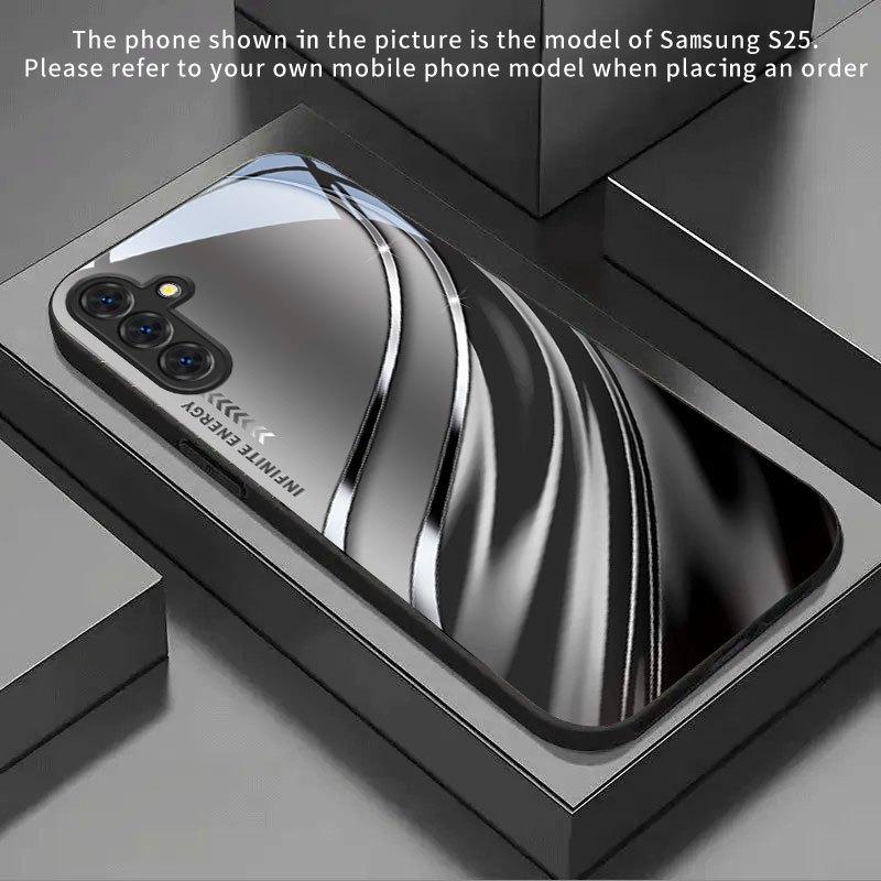 Sleek Metallic Wave Fashion Phone Cases Carcasa Glass Coque Fundas for Samsung Galaxy S26 S25 S24 S23 S22 FE Ultra Plus Phone