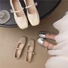 French great-looking flat-soled silver single shoes women's 2025 new summer skirt Mary Jane shoes ballet evening shoes