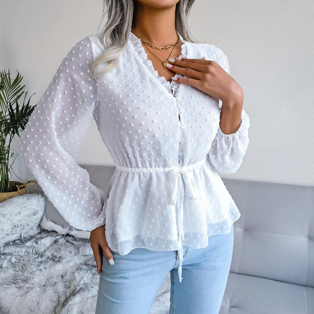 Dámská móda Ležérní Jednobarevný potisk Léto Jaro Pulovry s dlouhým rukávem do V a dlouhé rukávy