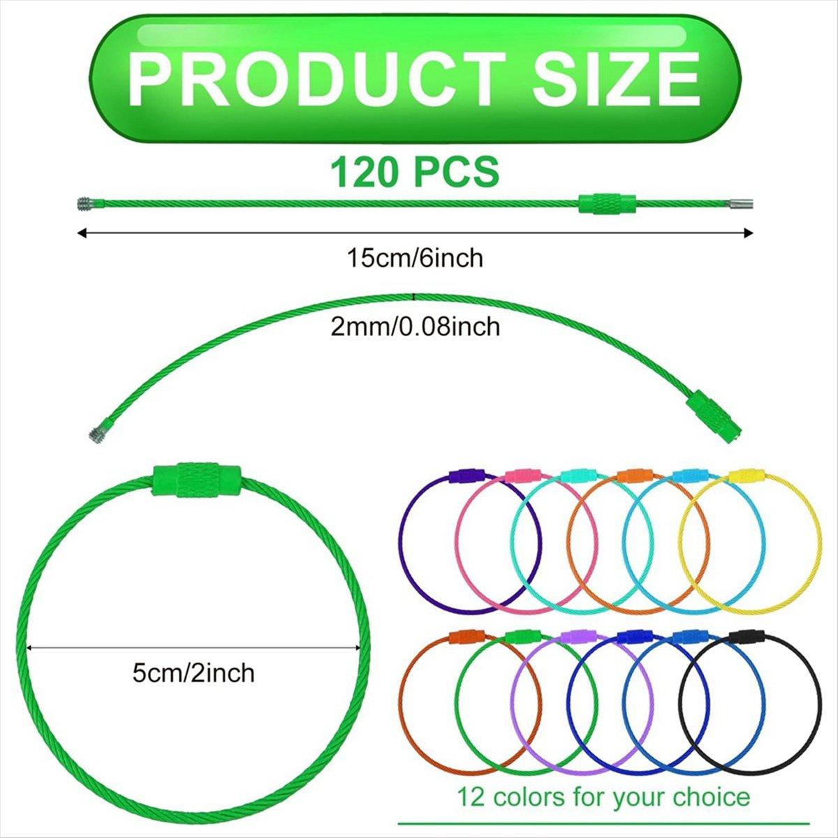 

BHBL 120Pcs Wire Key Rings with Screw Lock, 6 Inch Cable Wire Key Chain Cable Loop Rings for Outdoor Hiking (12 Colors) China Mainland