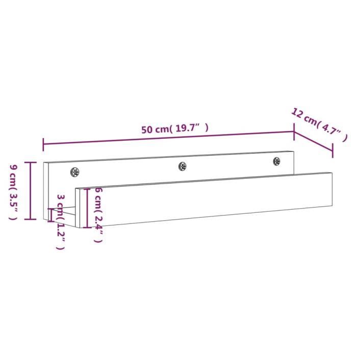 823584 vidaXL Wall Shelves 2 Pcs 50x12x9 Cm Solid Pine Wood