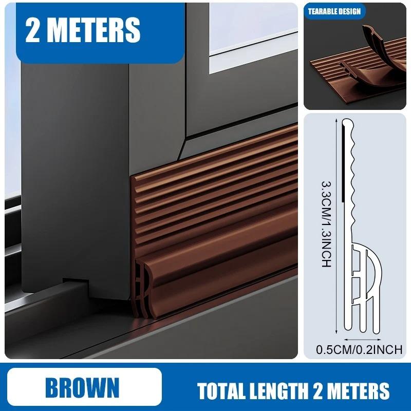 1PC 2m/78.74inch Anti-Cold Sliding Window Seal Strip Sound Insulation Self Adhesive Triple Windproof Door Under Adjustable Weath
