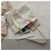 Korean Style Cotton Tote Bag for Women Solid Color Large Capacity Handbag Fashionable Casual Shoulder Purse CLE