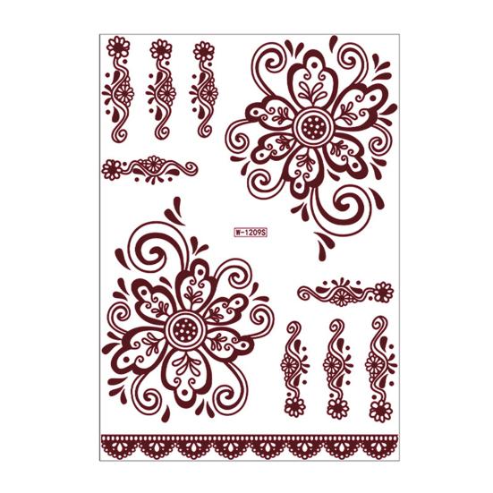 Nostalgie Red Henna Tattoo Kit, Waterproof Tattoos Stickers, Temporary Stickers for Women Wedding Party Festival Decorations