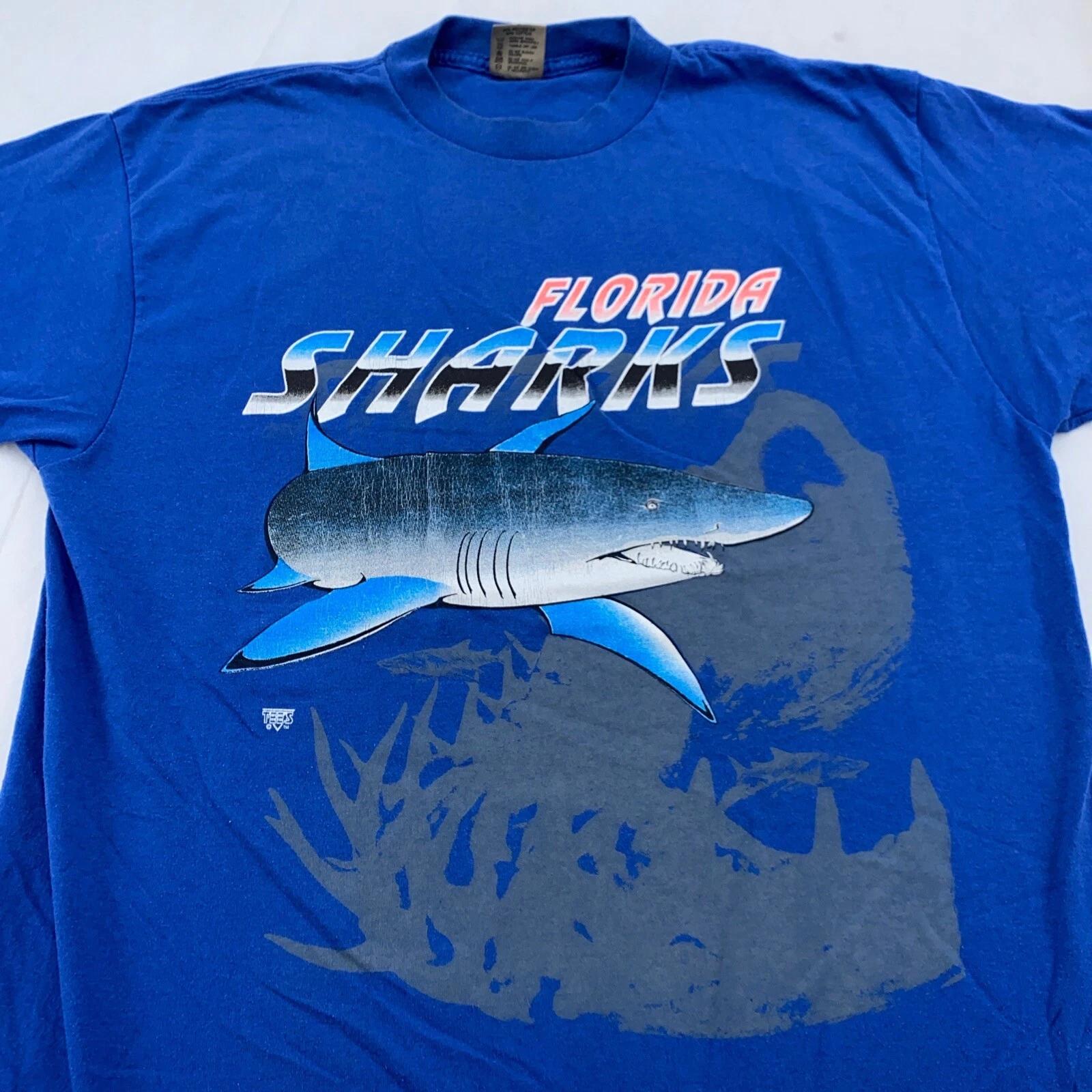 

vintage 90s FLORIDA SHARKS T-Shirt LARGE surf ocean beach skate soft S