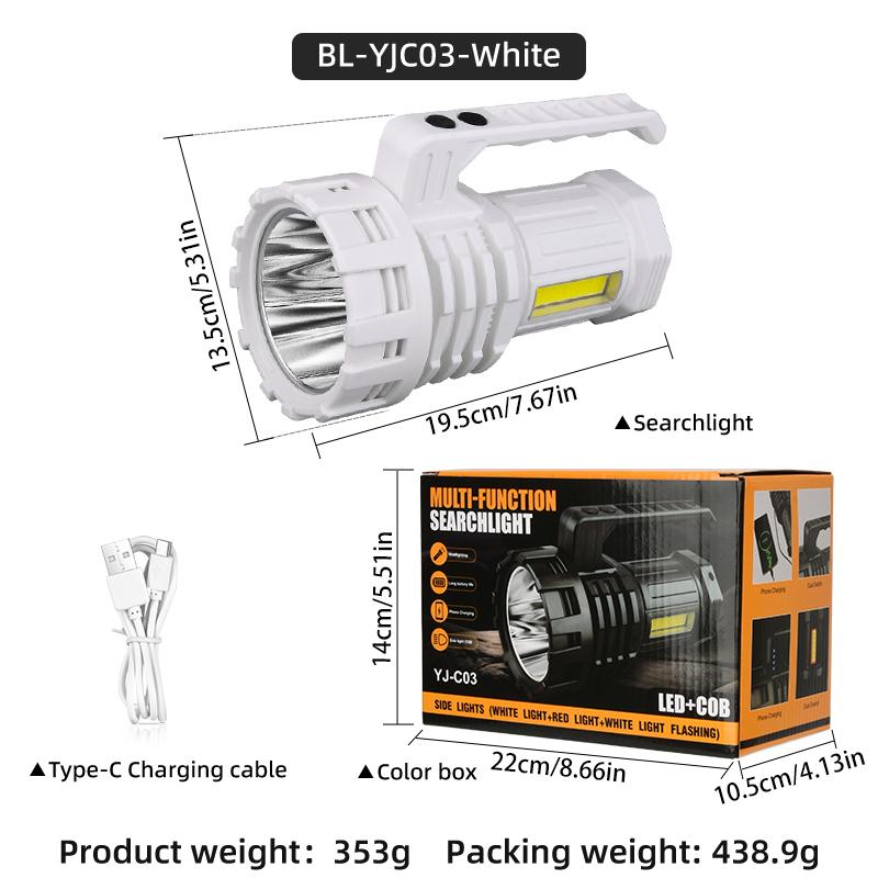 New High Power LED Flashlight Waterproof Fishing Lantern Torch USB Rechargeable Powerful Spotlight Searchlight Camping Lamp