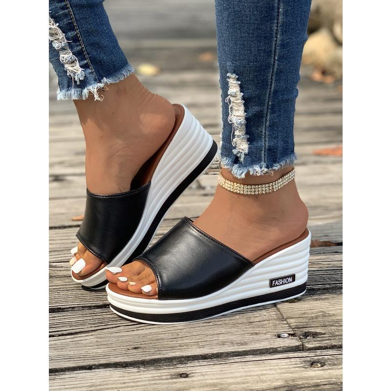 Damen Übergröße Peep Toe Keilabsatz Mode Lässig Einriemen Sandalen