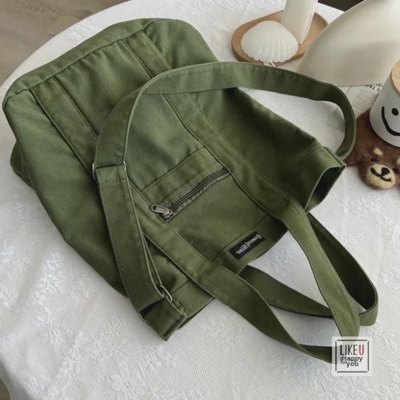 Japanese Commuter Canvas Messenger Bag - Unisex Handmade Thickened Cotton Handbag