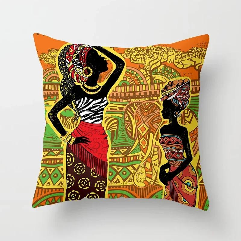 40/45/50/60cm Africa Life Collection Afrikanische Frau Kissenbezug Sofa Auto Dekorative Kissenhülle für Heimdekor Kissenbezug