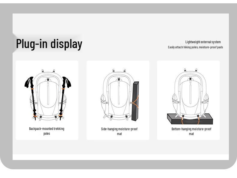 Adjustable Trekking Poles & Large Capacity Hiking Backpack with Waist Support, Multifunctional for Outdoor Camping and Mountaineering.