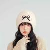 Hat women's autumn and winter wool hat new cute bow versatile cold hat ear protection warm knitted hat tide