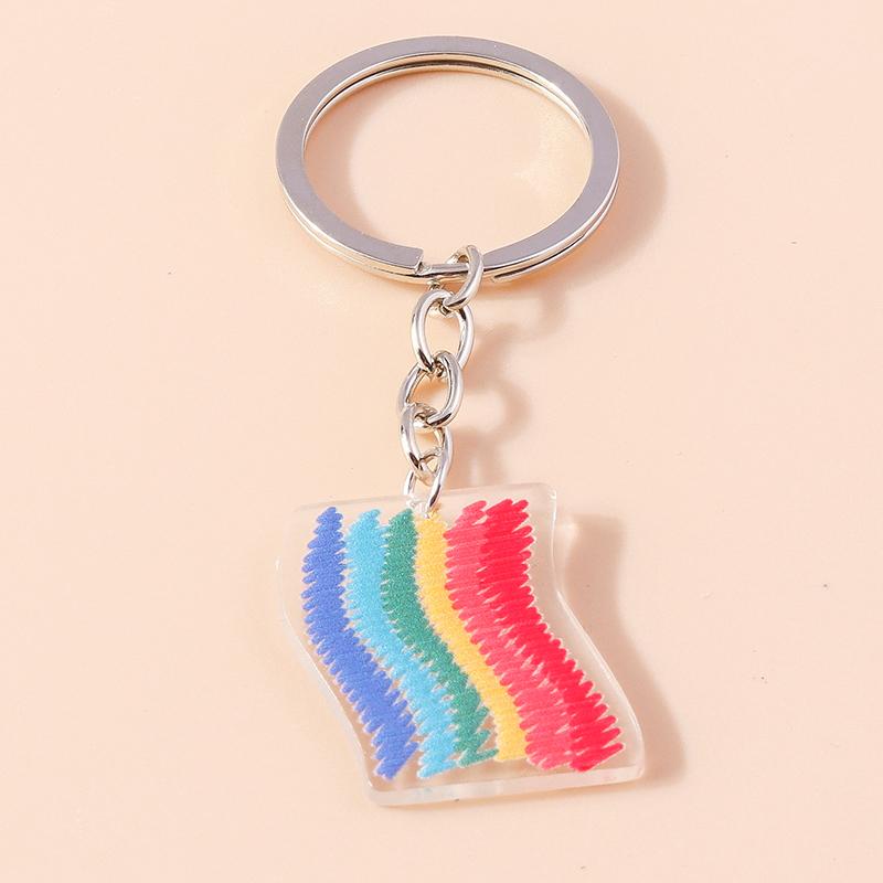 Cartoon Smile Rainbow Keychain Resin Key Rings Gifts for Women Men Car Key Chain Jewelry Bag Accessories