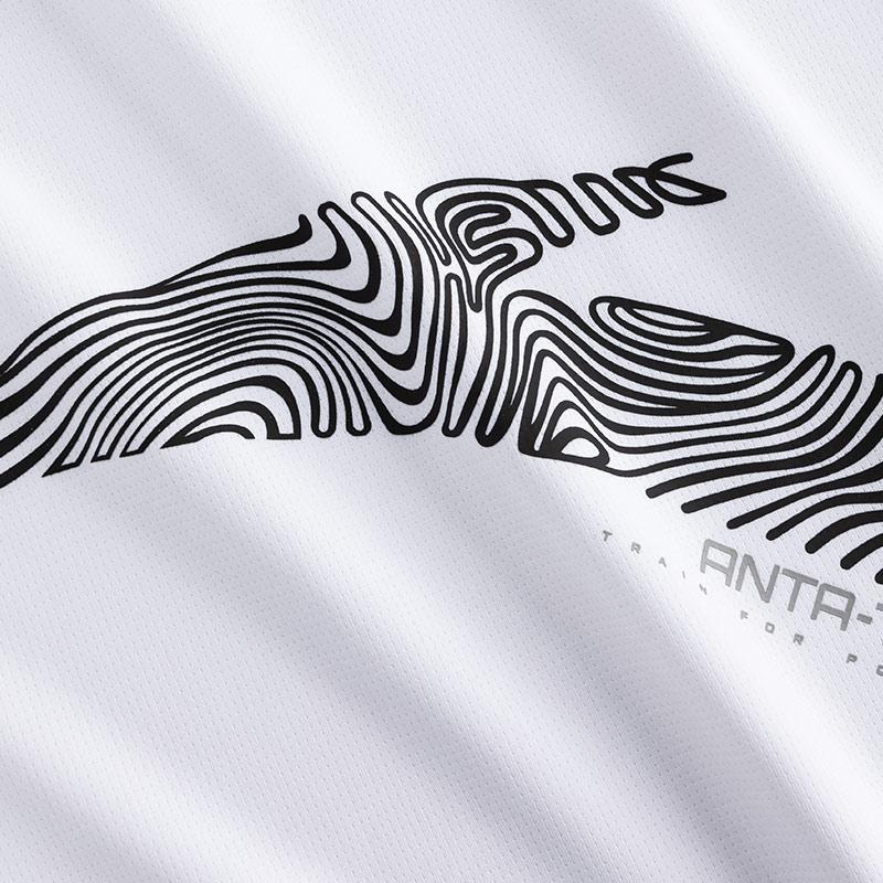 Anta Training Series Logo Print Round Neck Breathable Versatile Short Sleeve T-Shirt Men Tops Pure-White 952527116-1