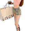 American Retro Low-Waist Spicy Girl Super Short Denim Hot Pants for Women
