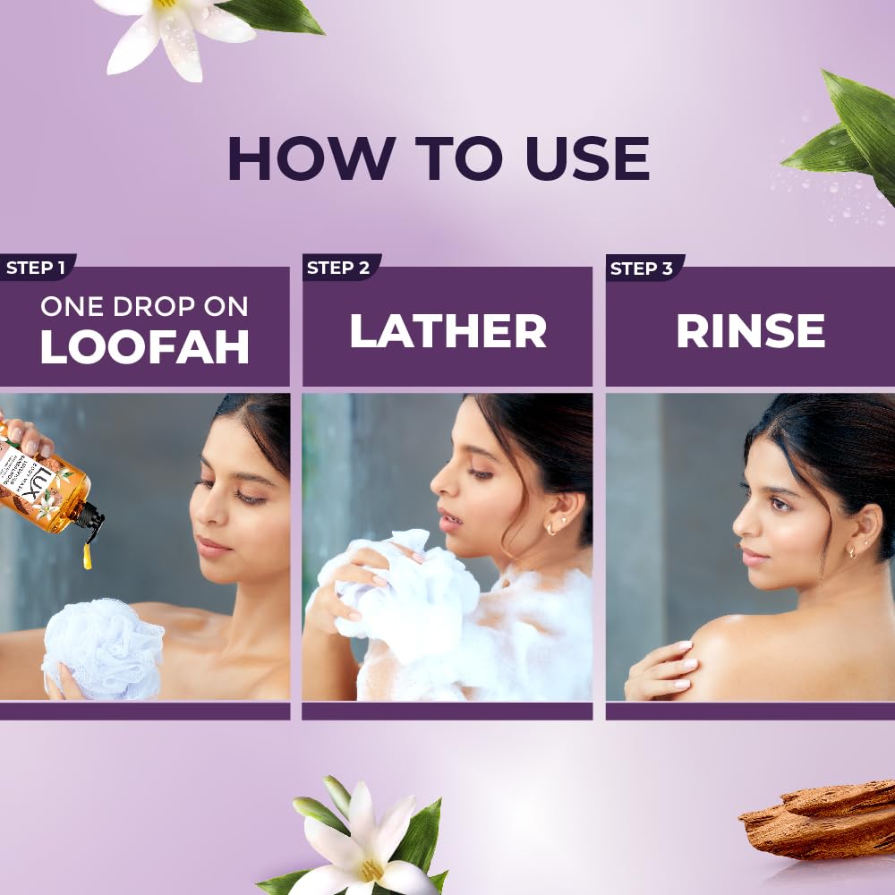Lux Sandalwood Oil And Tuberose Scent Body Wash 750 Ml | Luxurious Moisturizing Bath Gel For Soft Skin And Long Lasting Floral Fragrance