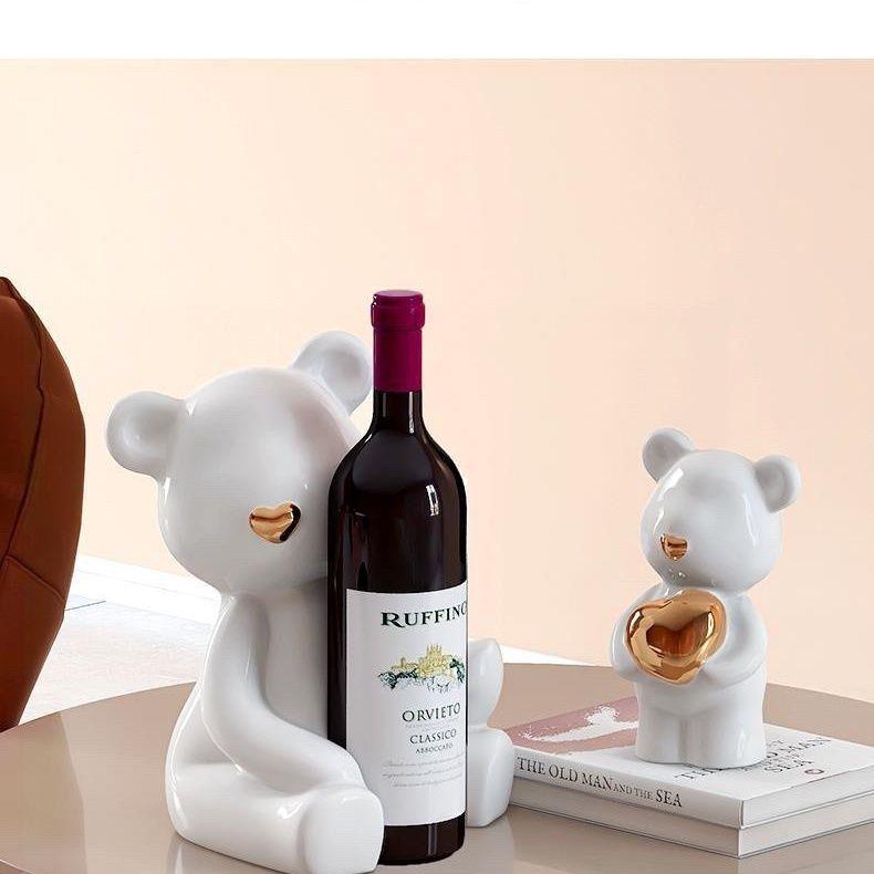 Cute Bear Home Key Storage Rack, Shelf Ornament, Light Luxury Entrance Decoration, Wine Cabinet Decoration Ins Style