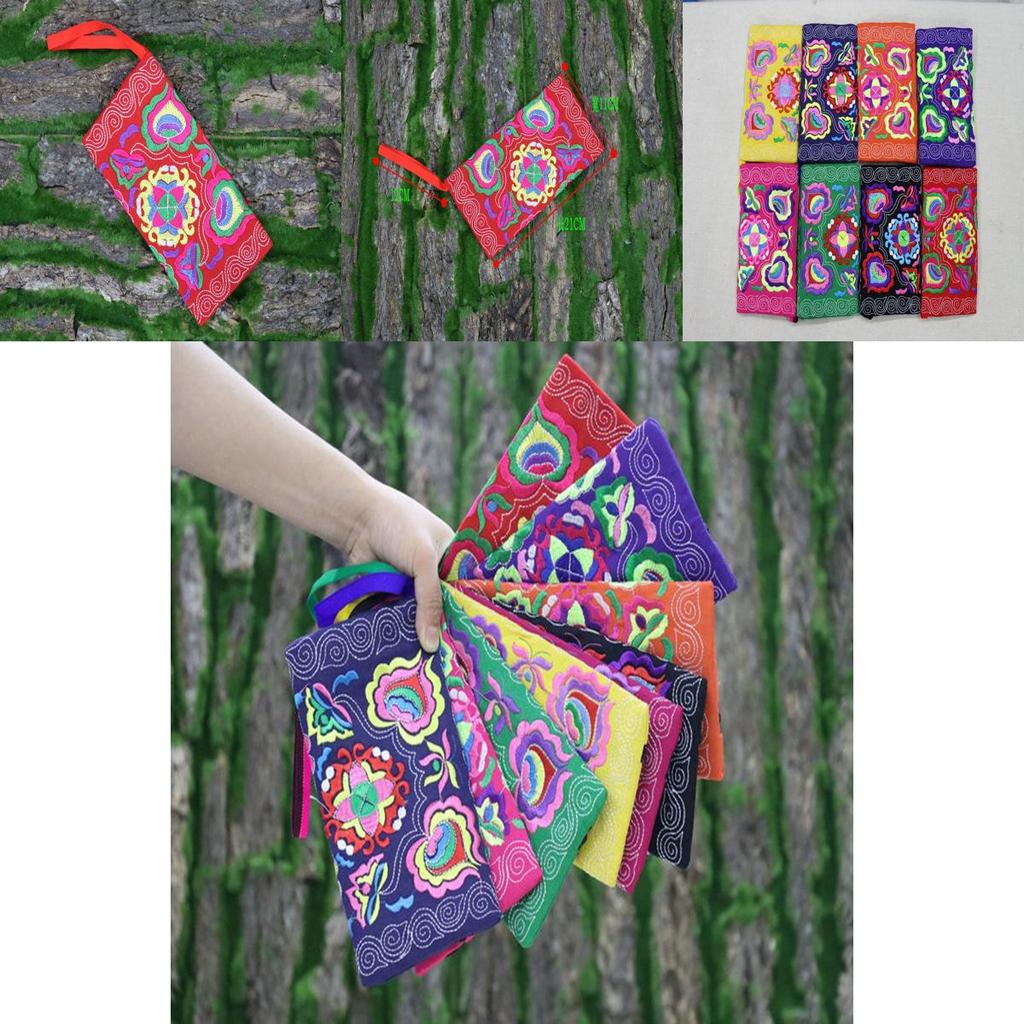 Women Ethnic Handmade Embroidered Wristlet Clutch Bag Vintage Purse Wallet With Elegant Detailing