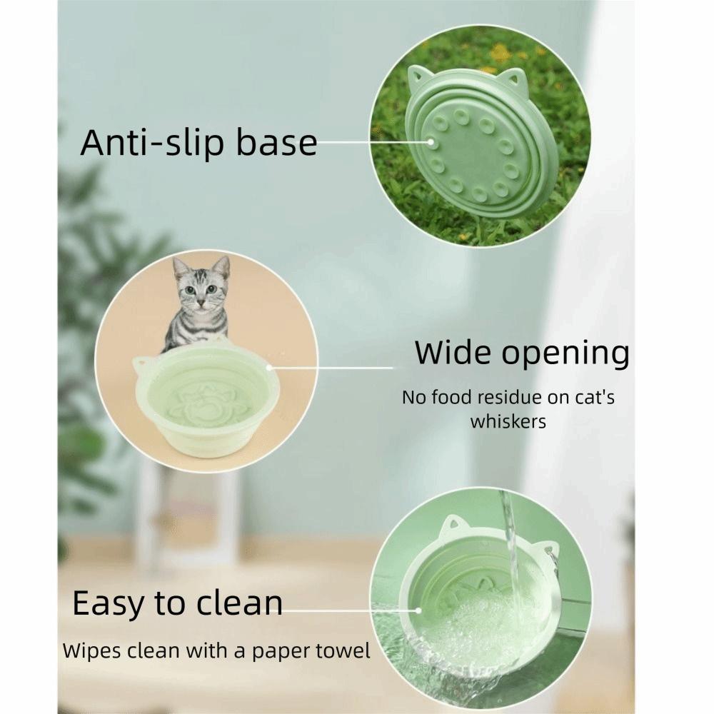 Macaron Color Folding Portable Pet Bowl Suction Cup with Hanging Hook Slow Food Feeder Silicone Dog Feeding Bowl Camping