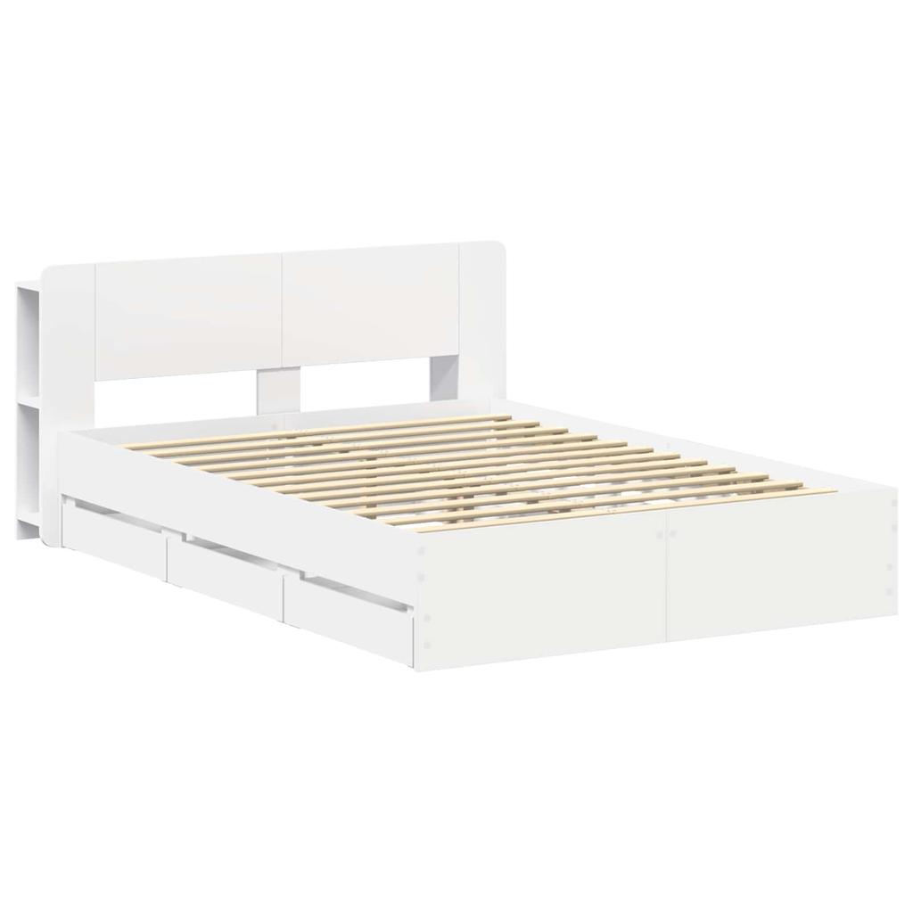 Bed Frame with Storage Space White 150 x 200 cm Particleboard