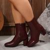 Women S Square Toe Side Zip High Heel Ankle Boots