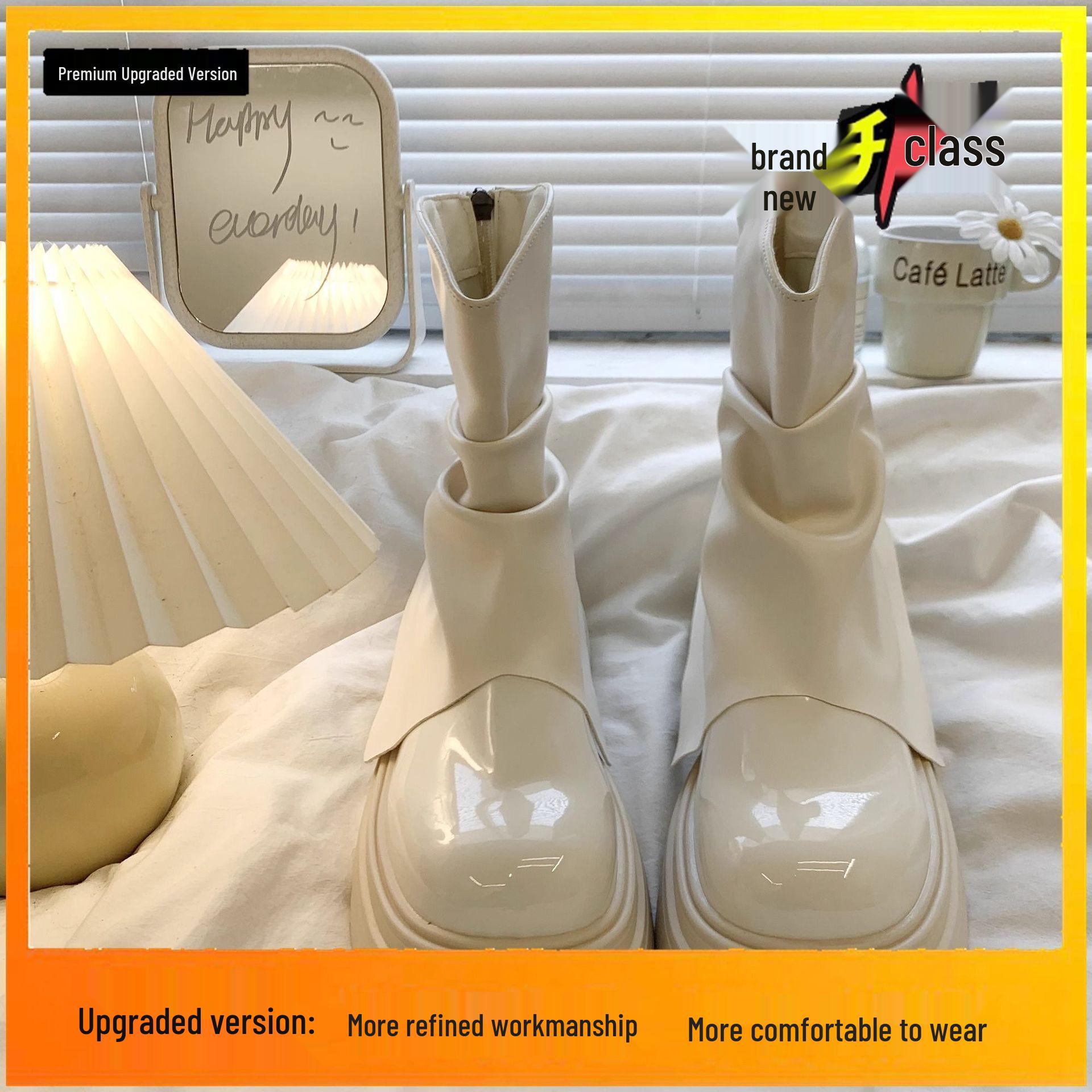 

Женские ботильоны на платформе Sense с толстой подошвой, в стиле ретро Мартин, увеличивающие рост, для осени 40 грязно-белый