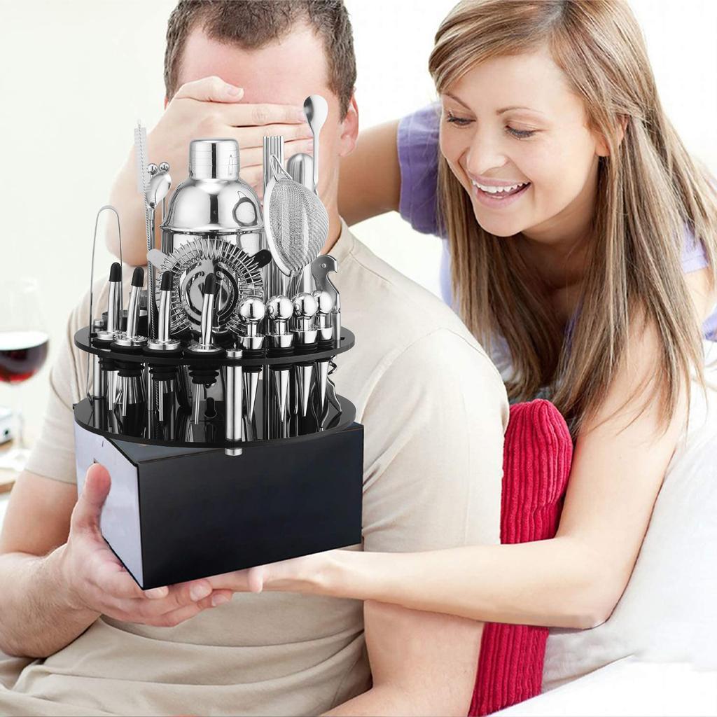 33 Pieces Stainless Steel Mixer Cocktail Shaker Shaker Storage Rack Boston Mixer Set