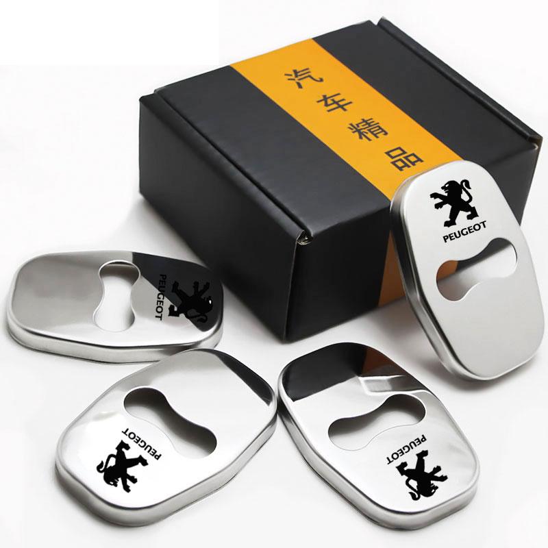 car Door Lock Decoration for Peugeot 208 308 408 508 2008L 3008 rust protection Stainless Steel Plastic Cover auto accessories
