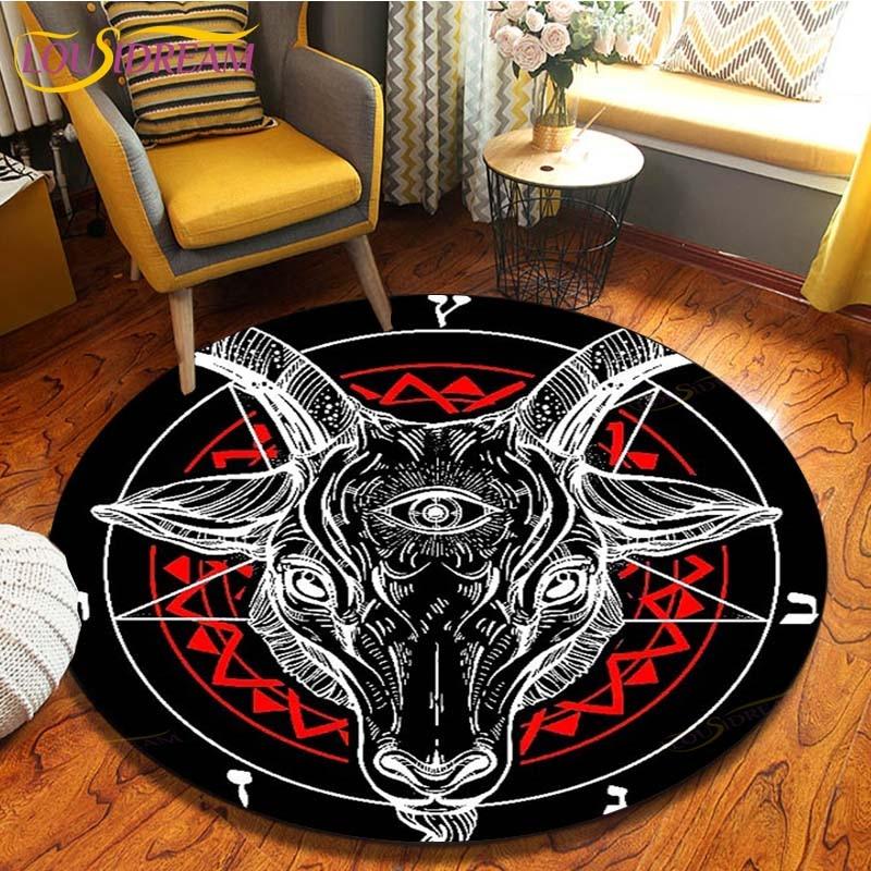 Satan Skull 3D Print Waterproof and Non-slip Circle Cute Floor Rug Round Area Rugs Living Room Children Chair Tent Carpets