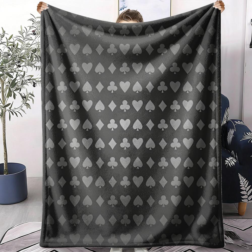 Playing Card Patterns Throw Soft Flannel Throw Blanket Lightweight Cooling Summer Ac Nap Blanket For Sofa Bed Couch Travel