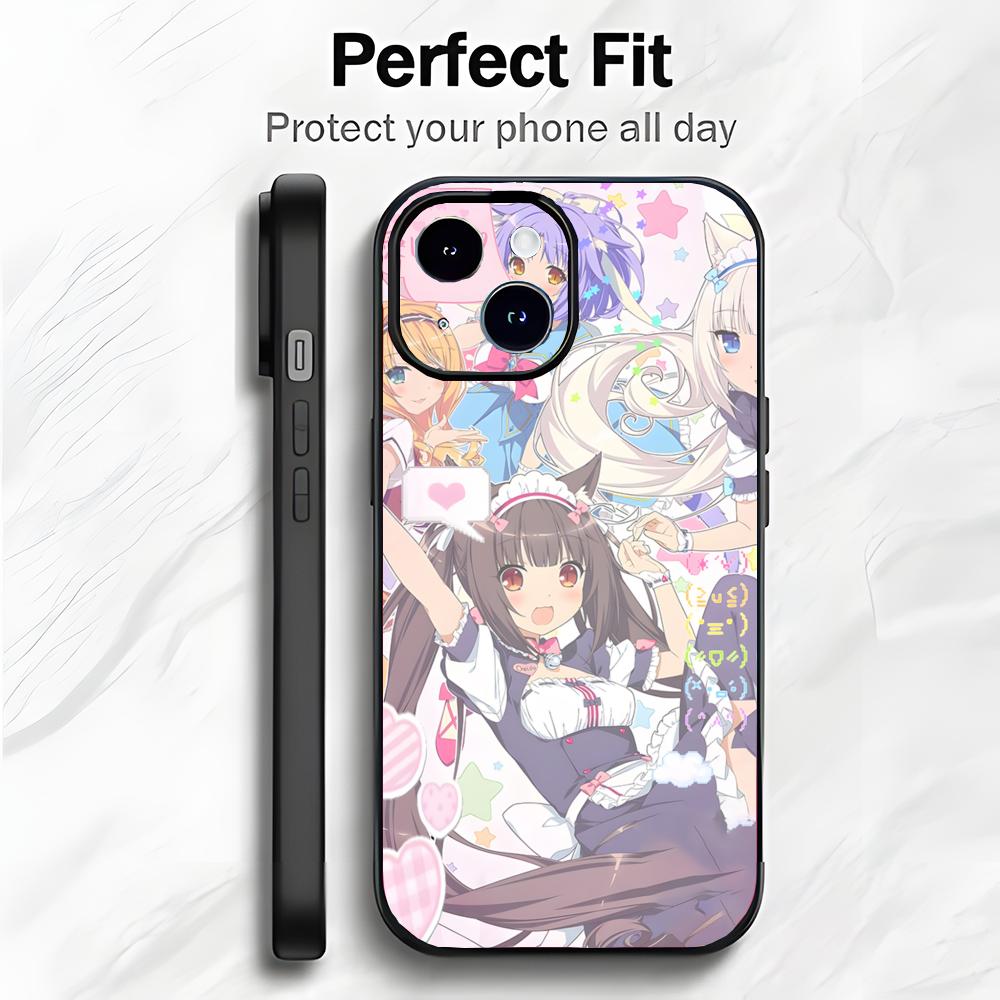 Custodia per Telefono Kawaii Giapponese Anime N-Nekopara Custodia per Telefono Confezione Morbida Leggera Per iPhone17 16 15 14 13ProMax