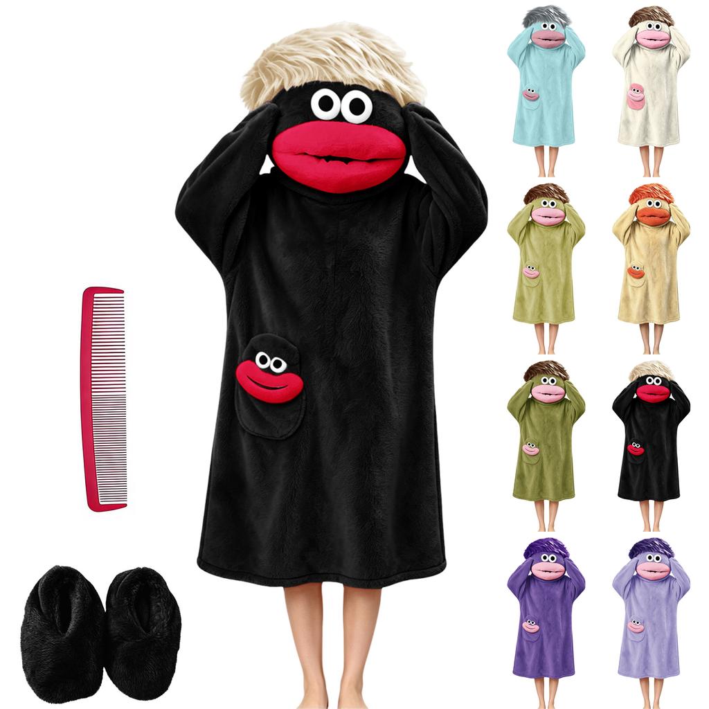 Kids Funny Big Mouth Pajama Loungewear Set with Shoes and Comb for Boys and Girls