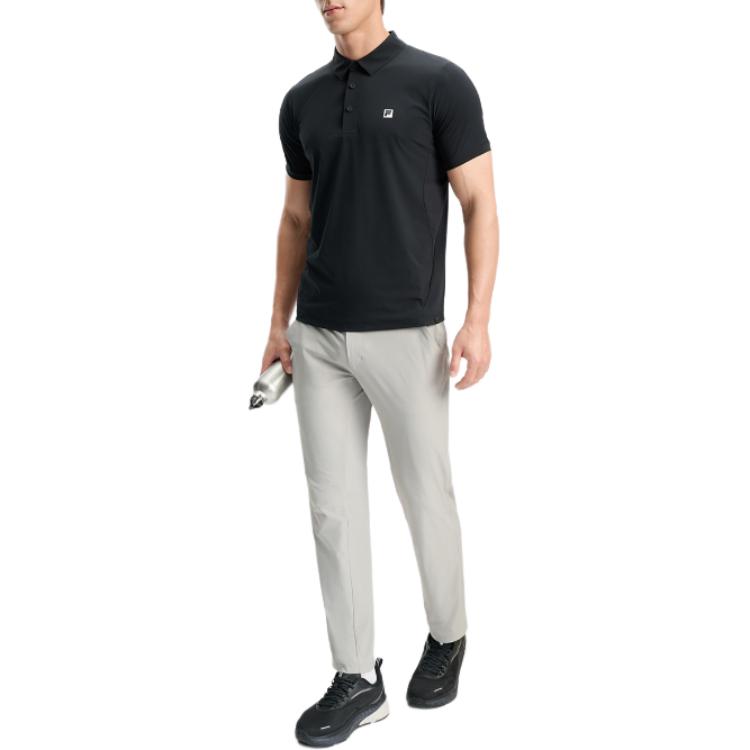 FILA A.P. Fitness Sports Casual Woven Breathable Short Sleeve Polo Shirt Men Polo Shirts Black A11M431129FBK