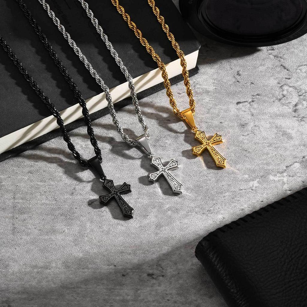 Personalized Men'S Simple Stainless Steel Cross Pendant Steel Necklace, Quanxi Water Pn-2012