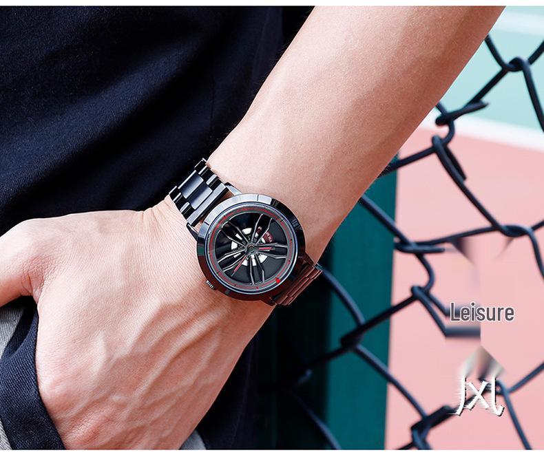 Sanda Time to Shine Wheel Series Men's Waterproof Quartz Wristwatch with Creative Hollow Design