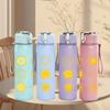 1PC Multi Sun Repeat Pattern 750ml Color Plastic Sports Water Bottle Leakproof Flip Straw Lid Suitable for Sports Office Home Use