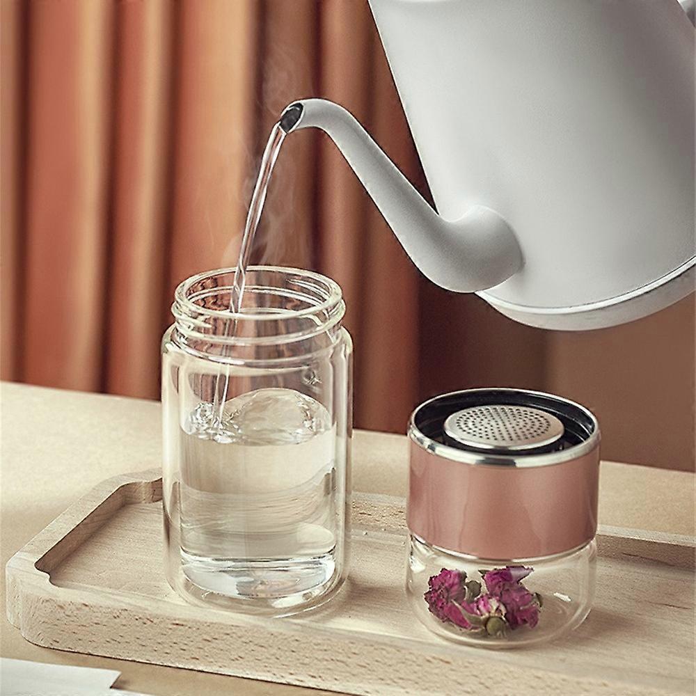 Infusifie Tea Infuser, Double-Wall Glass Tea Infuser with Stainless Steel Filter