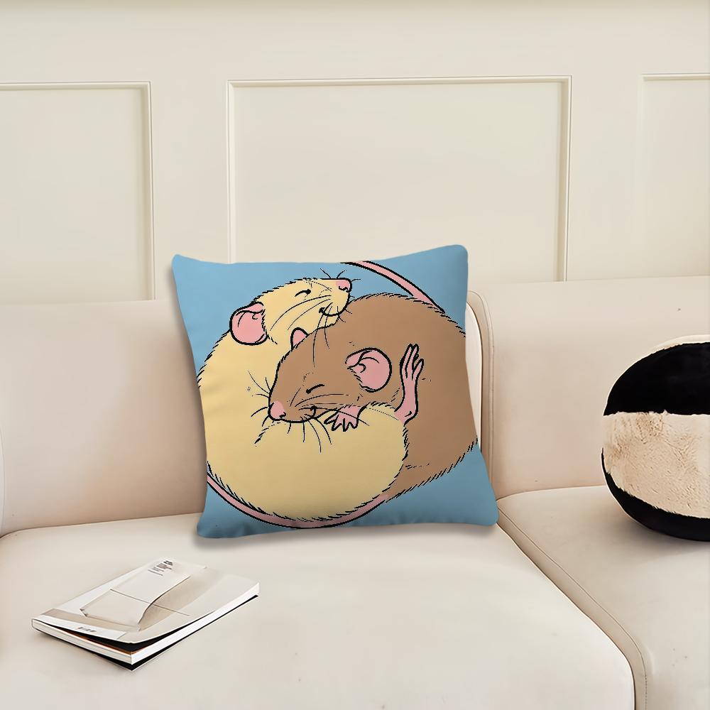 Süßer Cartoon-Ratten-Kissenbezug Kissenbezug Dekoration Zimmer Zuhause Sofa Wohnzimmer Büro Auto Nordische Schlichtheit