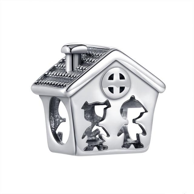 Nový Popcorn You And Me Lover Bow Family House Diy Beadfit Charms Stříbrný 925 náramek Diy Dámské originální korálky Šperky