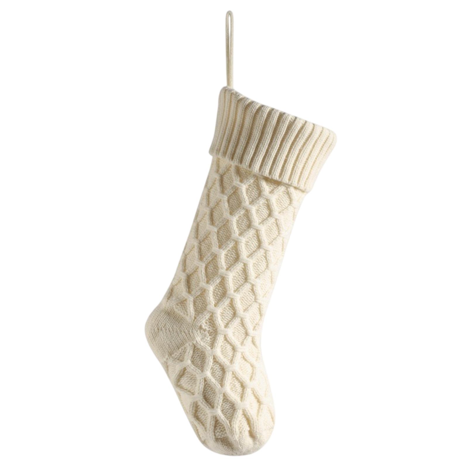 

Christmas Stockings, 18 Inches Large Size Christmas Stockings Cable Knitted Stocking Gifts One Size белый