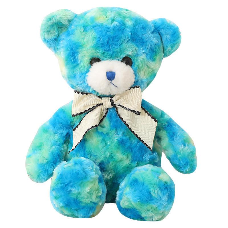 Colorful Ribbon Bow Teddy Bear Plush Toy Stuffed Animal Doll Decoration Gift