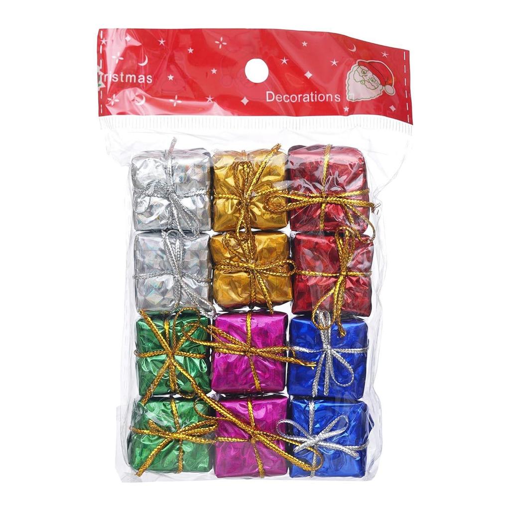 Multicolor Christmas Gift Boxes (Set of 12) | Christmas Tree Decoration Items Hanging Ornaments Props | Xmas Decorations