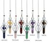 Merkaba Point Wand Pendulum Energy Amplifier Healing Stones Crystal Pendant for Religion Necklace Gift