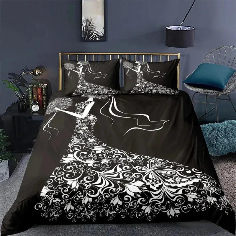 3D Shiny Red Golden Rose Flowers Duvet Cover Set With Pillowcase Valentine's Day Fashion Bedding Set Bedroom Dorm Decor Bed Sets
