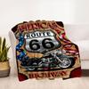 Route 66 Motorcycle Tin Sign USA Flag Decor Metal Poster Wall Art Gift 8x10inBlanket Flannel Throw Blanket for Sofa, Bed, Travel, Camping, O