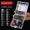 Compact Double-Headed Stubby Ratchet Screwdriver with Phillips & Slotted Bits - Telescopic, Labor-Saving, Forward/Reverse Function