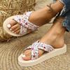 Women's Flip Flops Thick Sole Printed Floral Comfortable Soft Sole  Summer New Fashion Leisure Outdoor Beach Slippers