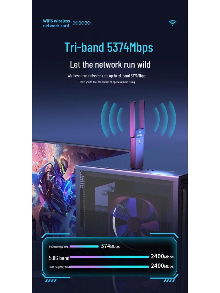 Wireless Gigabit Dual-Band 5G WiFi 6 Network Card for Desktop