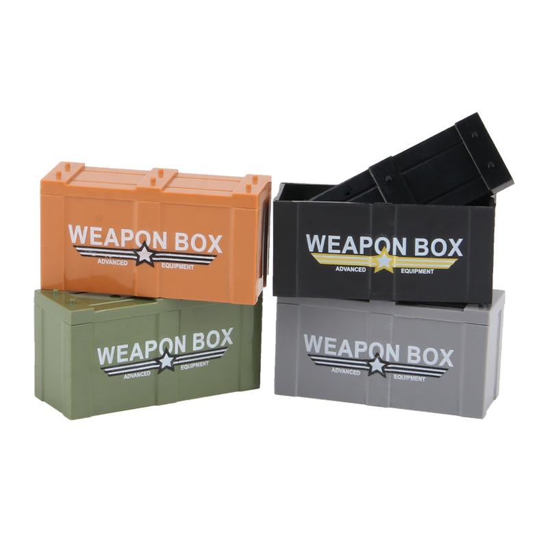 Military Weapon Box Building Block Doll Accessory Box Airdrop Box With Pattern Equipment Gun Ammunition Box Children'S Toy